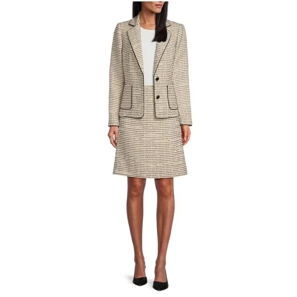 NWT Preston & York Black and White StripedTweed Jacket Size 14 Academia Office